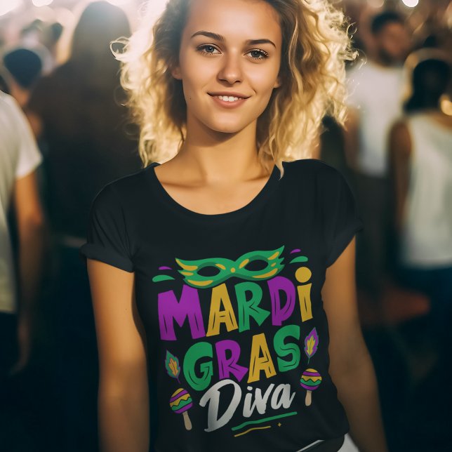 Mardi Gras Diva – Purple Mask Carnival Celebration T Shirt (Skapare uppladdad)