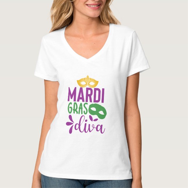 Mardi Gras Diva T-Shirt (Framsida)