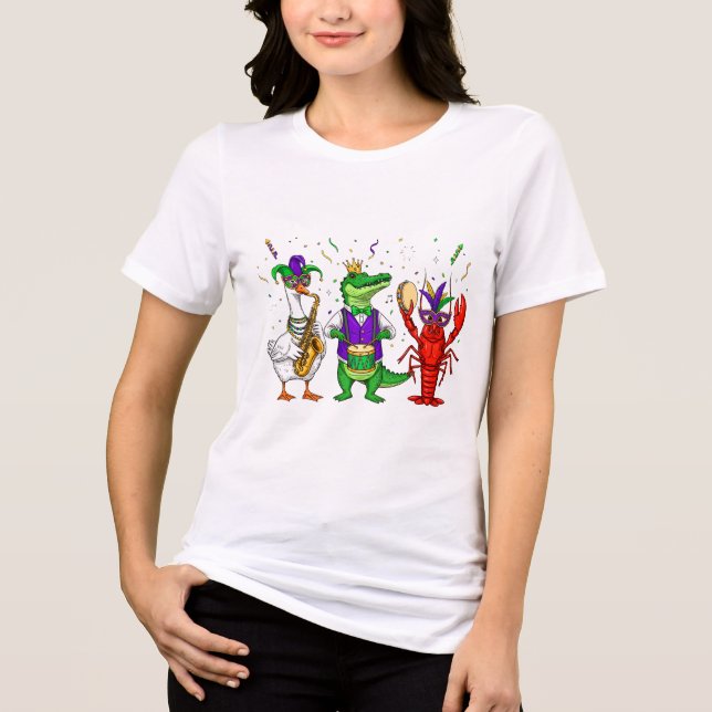 Mardi Gras Djur T-Shirt – Rolig Karnevalparad C (Framsida)