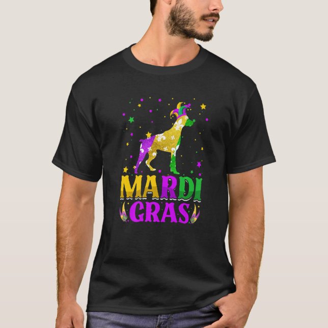 Mardi Gras Doberman Hund Carnival Jester T Shirt (Framsida)