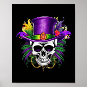 Mardi Gras Dödskalle Karneval Tisdag New Orleans R Poster
