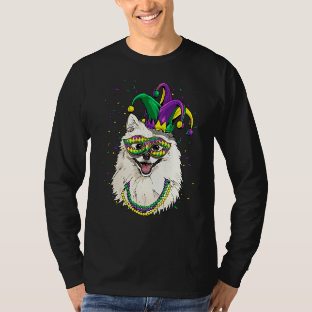 Mardi Gras Dog Carnival American Eskimo Jester Pet T Shirt (Framsida)