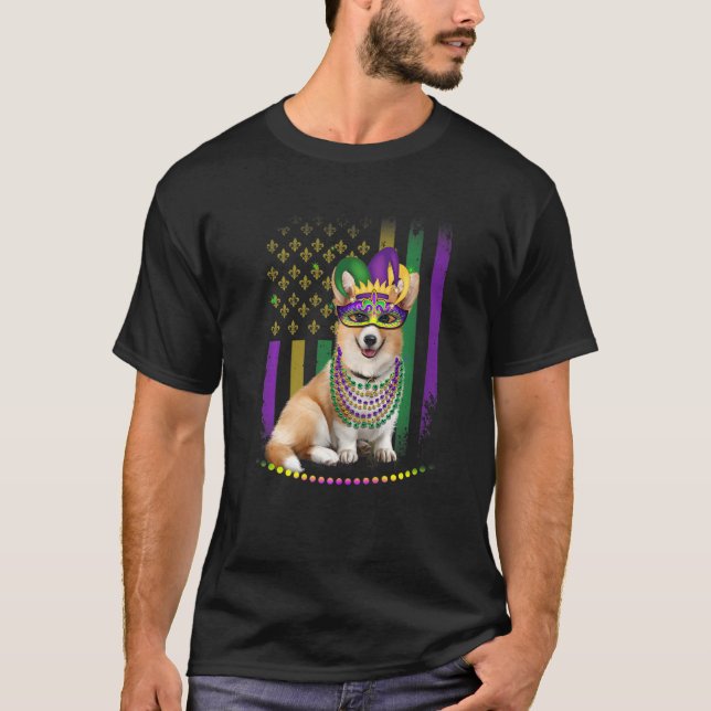 Mardi Gras Dog Carnival Corgi Dog Jester Pet Puppy T Shirt (Framsida)