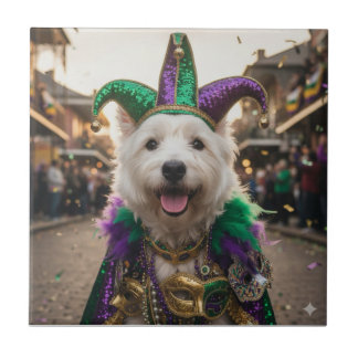 Mardi Gras Dog Jester Costume Kakelplatta