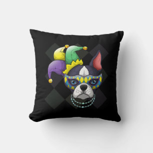 Mardi Gras Dog Shirt Funny Boston Terrier Lover Kudde