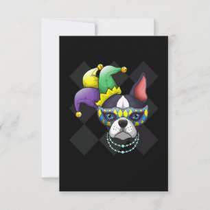 Mardi Gras Dog Shirt Funny Boston Terrier Lover OSA Kort