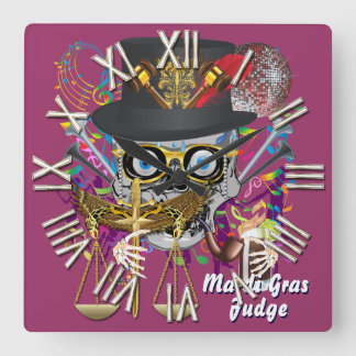 Mardi Gras domare 30 som viktiga färger beskådar, Fyrkantig Klocka