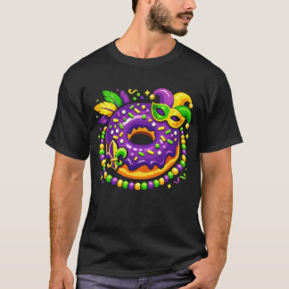 Mardi Gras Donut Lover Mask Beads Pastry Kid Women T Shirt