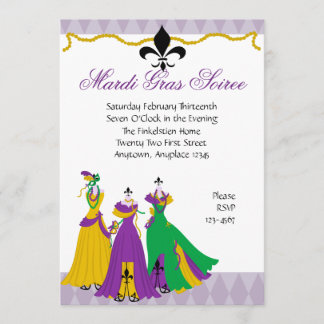 Mardi Gras Dress Shop Inbjudningar