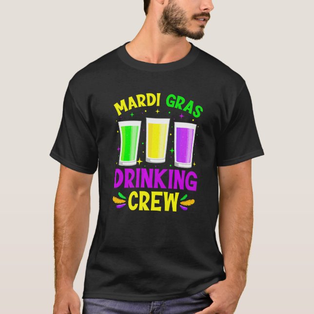 Mardi Gras Drinking Crew Mask Pärlor Manar Women C T Shirt (Framsida)