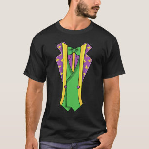 Mardi Gras Drinking Fake Kostym Jacka Fleur De Lis T Shirt