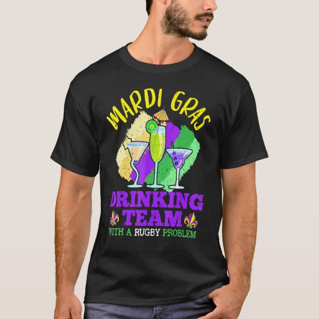 Mardi Gras Drinking Team, Drunk Carnival Parade Co T Shirt (Framsida)