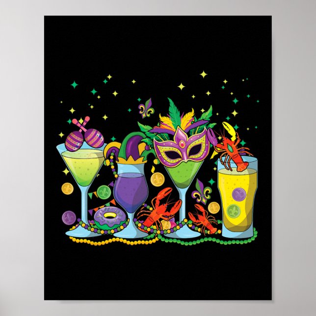 Mardi Gras Drinks Party Pärlor Mardi Gras Mardi Fe Poster (Framsidan)