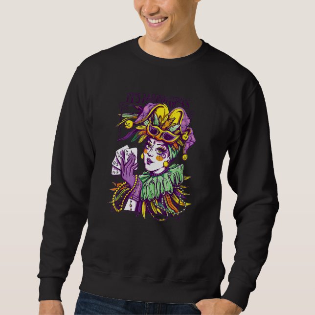 Mardi Gras Druvmask Kvinna Chester Huvud Lång Ärmad Tröja (Framsida)
