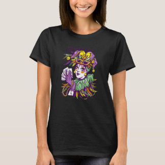 Mardi Gras Druvmask Kvinna Chester Huvud T Shirt