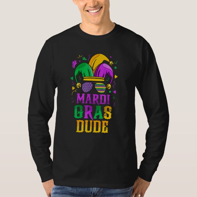 Mardi Gras Dude Funny American Flag Sunglasses Mar T Shirt (Framsida)