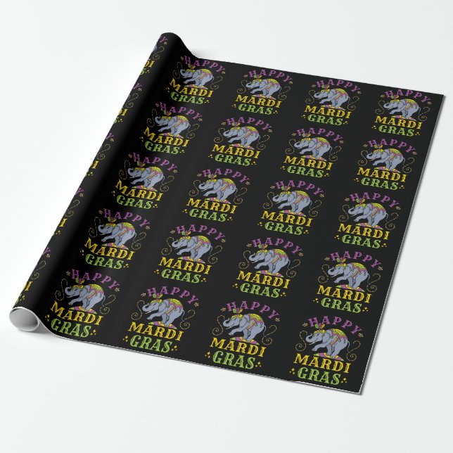 Mardi Gras Elephant Carnival Presentpapper (Utrullad)