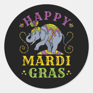 Mardi Gras Elephant Carnival Runt Klistermärke