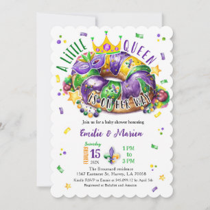 Mardi Gras En liten drottning Kammussla Inbjudan
