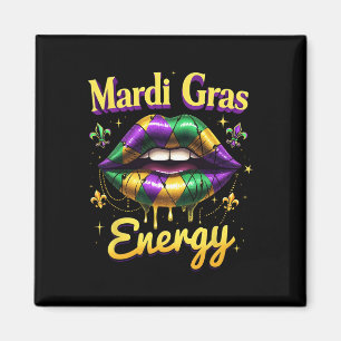 Mardi Gras Energikarneval Läppar New Orleans 2025 Magnet