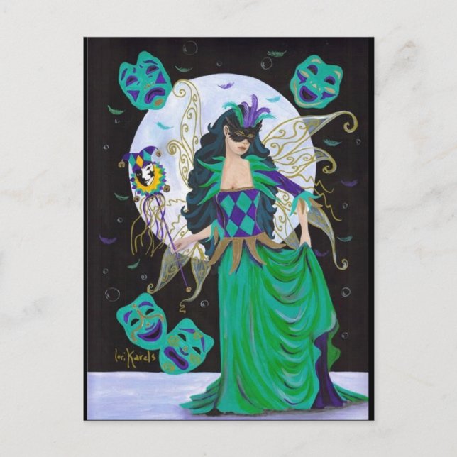 Mardi Gras Fairy Vykort (Framsida)