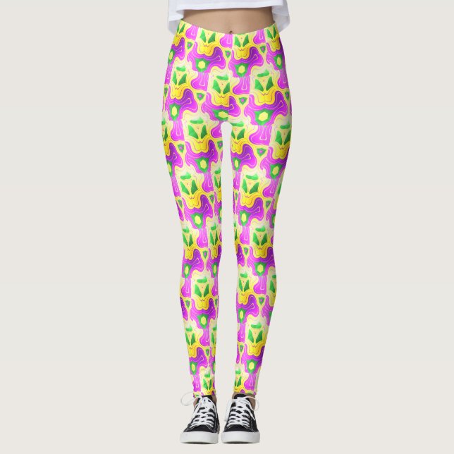 Mardi Gras Färg Abstrakt mönster Leggings (Framsida)