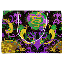 Mardi Gras Färg Damask Dragon, Butterfly, Snake
