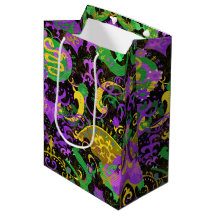 Mardi Gras Färg Damask Dragon, Butterfly, Snake