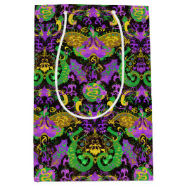 Mardi Gras Färg Damask Dragon, Butterfly, Snake