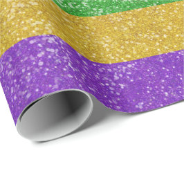 Mardi Gras Färg Glitter Vågrät Rand Bling Presentpapper