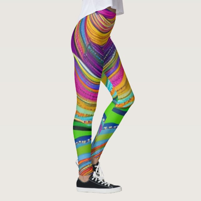 Mardi Gras färg med pärlor Leggings (Höger)