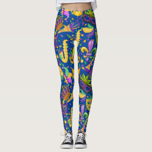 Mardi gras-färger Blå Leggings
