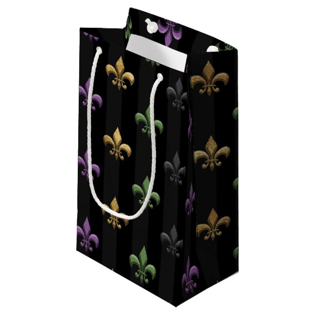 Mardi Gras Färgglad Fleur De Lis Mörk Vertikal (Framsidan Vinklad)