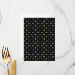 Mardi Gras Färgglad Fleur De Lis Mörk Vertikal Meny