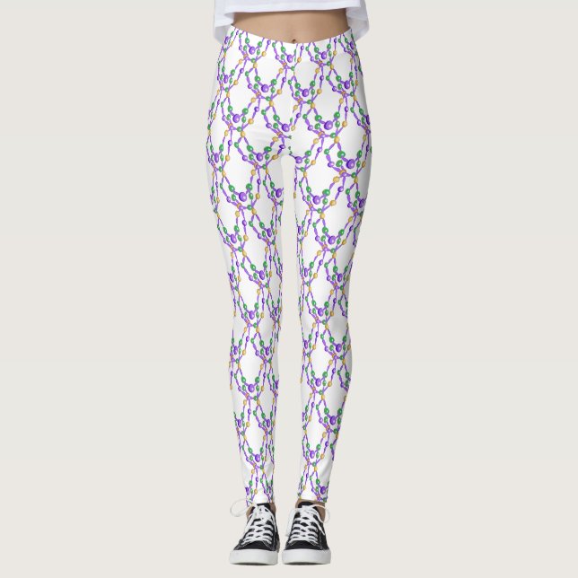 Mardi Gras Färgglada Pärlor Leggings (Framsida)