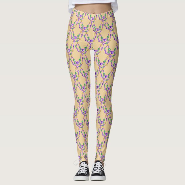 Mardi Gras Färgglada Pärlor Leggings (Framsida)