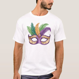 Mardi Gras Feather Mask Illustration T Shirt