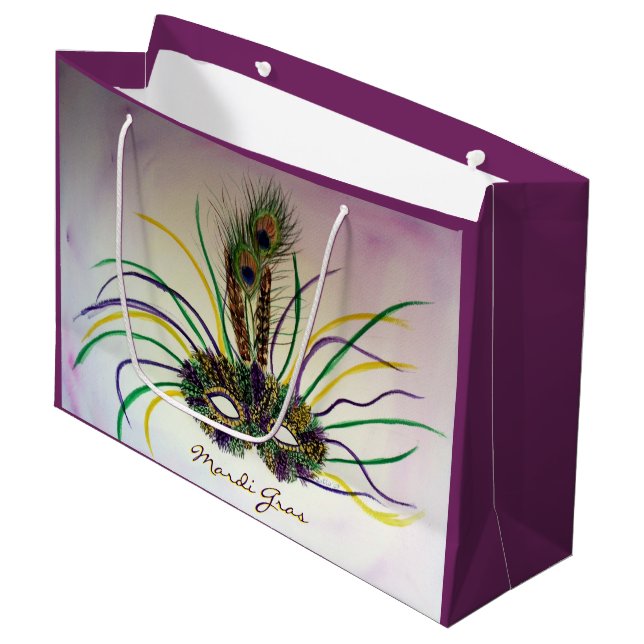 Mardi Gras Feather Mask Party favor Gift Bags (Framsidan Vinklad)