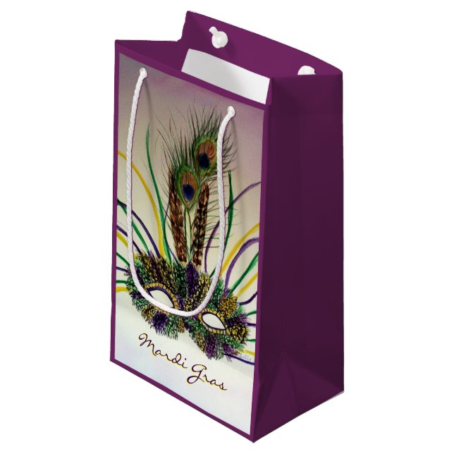Mardi Gras Feather Mask Party favors Gift Bag (Framsidan Vinklad)