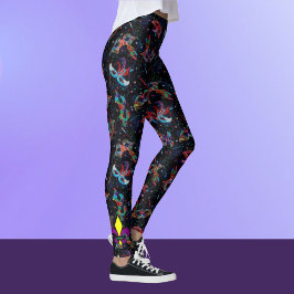 Mardi Gras Feather Masks Women's Leggings Byxor