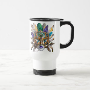 Mardi Gras Feather och Metall Mask Resemugg