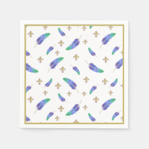 Mardi Gras Feathers och Fleur de Lis Mönster