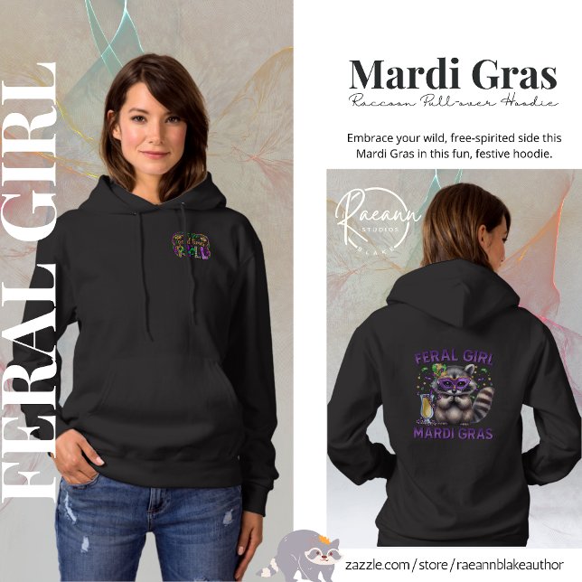 Mardi Gras Feral Girl Raccoon Pullover Hoodie T Shirt (Skapare uppladdad)