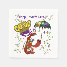 Mardi Gras-fest crawfish och krabba fetstiv servet Pappersservett