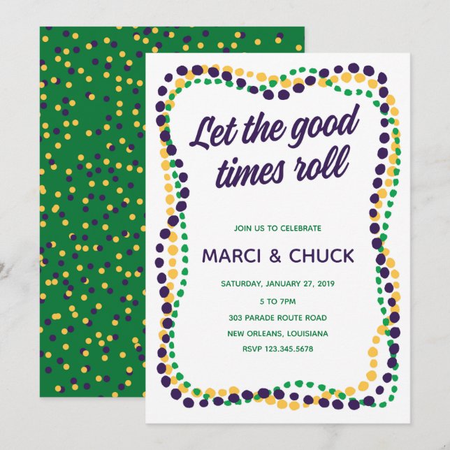 Mardi Gras-fest Invitation Inbjudningar (Fram/baksida)
