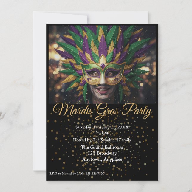 Mardi Gras-fest Invitation Inbjudningar (Framsida)