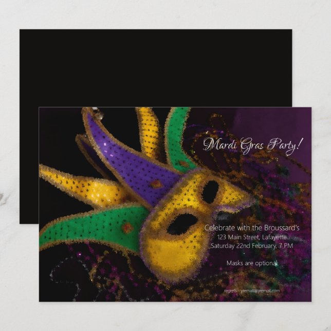 Mardi Gras-fest Invitation Inbjudningar (Fram/baksida)