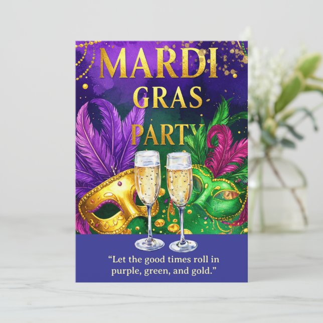 Mardi Gras-fest – Låt de goda tiderna rulla  Inbjudningar (Stående Fram)