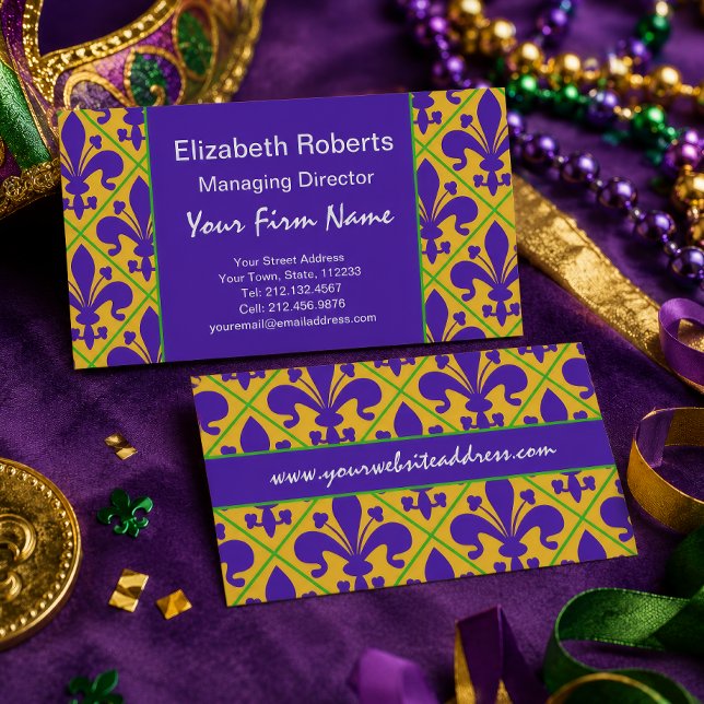 Mardi Gras-fest New Orleans Fleur de Lis Visitkort (Skapare uppladdad)