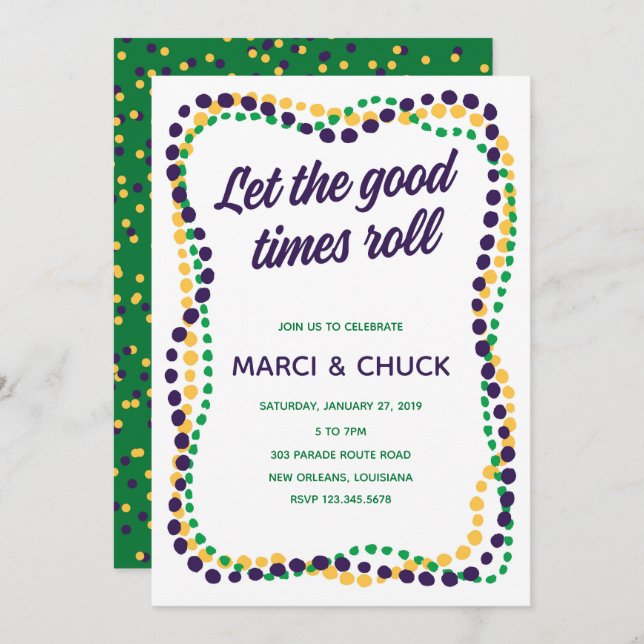 Mardi Gras-festinvitation Inbjudningar (Fram/baksida)